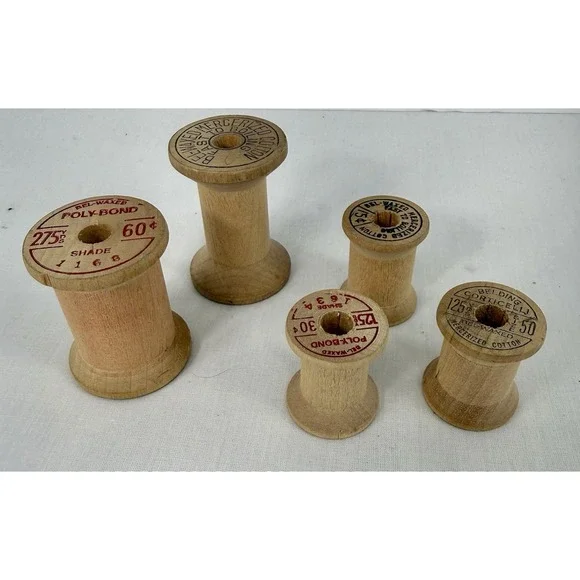 Vintage Belding Corticelli Wood Thread Spools Poly-Bond Cotton Lot 5 - Picture 4 of 4